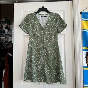 Green Polka dot Mini Tea Dress